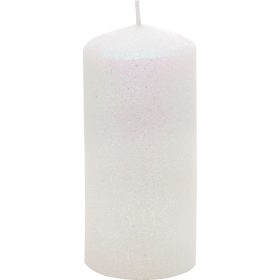   Sviečka MagicHome Vianoce, 5,5x12 cm, valcová, biela, s glitrami