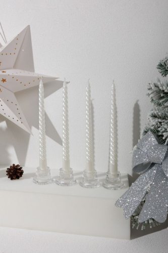 Sviečka MagicHome Vianoce, 25 cm, bal. 4 ks, biela, špirálová, točená