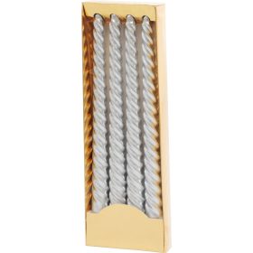   Sviečka MagicHome Vianoce, 25 cm, bal. 4 ks, strieborná, špirálová, točená