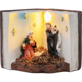   MagicHome karácsonyi dekoráció, Betlehemes könyvben, LED, belső, 13,5x8x9,5 cm