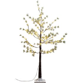   Strom MagicHome Vianoce, Borovica, 48 LED teplá biela, jednoduché svietenie, zasnežený, 120 cm