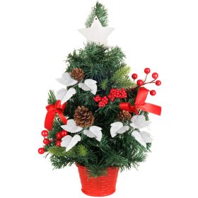   Stromček MagicHome Vianoce, ozdobený, červený, s listami, 40 cm