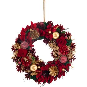 Koszorú MagicHome Karácsony, piros, 30 cm