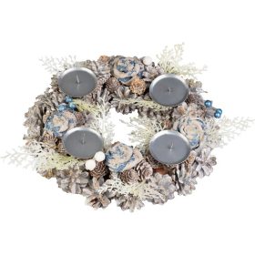 Koszorú MagicHome Karácsony, ezüst, 30 cm