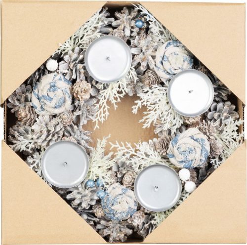 Koszorú MagicHome Karácsony, ezüst, 30 cm