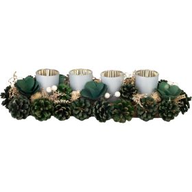 Koszorú MagicHome Vianoce, adventi, ezüst, 45 x 15 x 9 cm