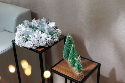 Koszorú MagicHome Vianoce, adventi, ezüst, 32 cm