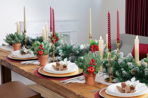 Virág MagicHome Karácsony, piros, 14 cm