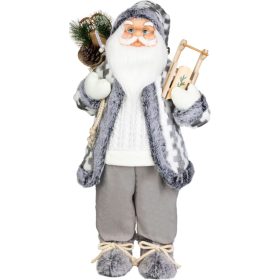   Dekoráció MagicHome Karácsony, Mikulás, fehér-szürke, 60 cm