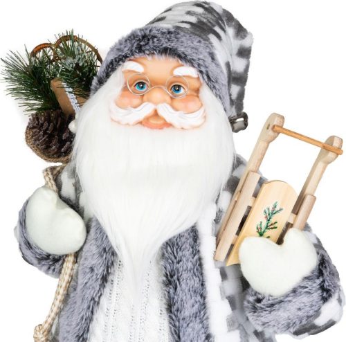 Dekoráció MagicHome Karácsony, Mikulás, fehér-szürke, 60 cm