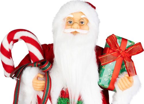 Dekoráció MagicHome Karácsony, Mikulás, ajándékkal, piros, 45 cm