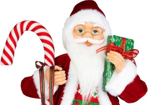 Dekoráció MagicHome Karácsony, Mikulás, ajándékkal, piros, 60 cm